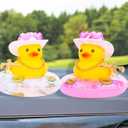 4 x Car Rubber Duck Dashboard Decoration Mini Yellow Duck Car Ornament Accessories with Mini Cowboy Hat Swim Tube Necklace and Colorful Sunglasses for Car Dashboard(Love Glasses-Pink Dot)