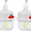 2 Pack Solar Camping Lantern Super Bright 1500LM, Portable Solar USB Rechargeable LED Bulb Light Emergency Hanging Light Tent Light for Indoor Outdoor Home Power Outages Hiking Hurricane
