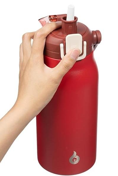 BJPKPK Insulated Water Bottles with Straw, 45 oz Stainless Steel Metal Water Bottle with One-handed Opening Lid, BPA Free Reusable Jugs for Gym Sports Outdoors, Black