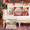 GAGEC Christmas Pillow Covers 16x16 Inch Vintage Gingerbread Red Throw Pillow Covers Christmas Xmas Winter Pillowcase Home Decor Living Room House Decorative Cushion Case for Sofa Couch