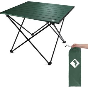 VILLEY Portable Camping Side Table, Ultralight Aluminum Folding Beach Table with Carry Bag for Outdoor Cooking, Picnic, Camp, Boat, Travel (Medium 19'', Green)