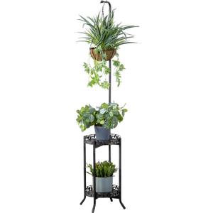 COPREE 2-tier Hanging Plant Stand, Space-Saving Iron Planter Shelves Flower Pot Organizer Rack Multiple Flower Pot Display Holder Shelf Indoor Outdoor Heavy Duty Planter Shelving Unit