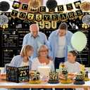 75th Birthday Decorations for Women Men, 18PCS Black Gold Back in 1950 Banner Decorations, Bday Backdrop, 75 Year Old Banner for Grandma Grandpa, Birthday Card, 6 Paper Poms 9 Honeycomb Balls
