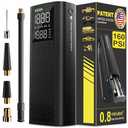 BBD Car Tire Inflator Portable Air Compressor,0.8 Min Full Inflation 160 PSI Digital Electric Auto Air Pump with Pressure Gauge,Type-c Charging Cable,Emergency LED Light for Car Bike Balls Motorcycle