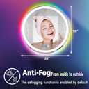 20 inches Round LED Bathroom Mirror, Wall Mounted, Front Lights (3 Colors) & RGB Backlit, Anti-Fog, Smart Light up, Circle Mirror, 20Inch Vanity Mirror, Rainbow