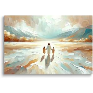 Jesus Saves Kids Canvas Wall Art, Jesus Save Wall Decor, God Christ Art Poster Print, Christian Spiritual Picture for Christian Home Nursery Children's Bedroom Living Room Church, Framed 16"x24"
