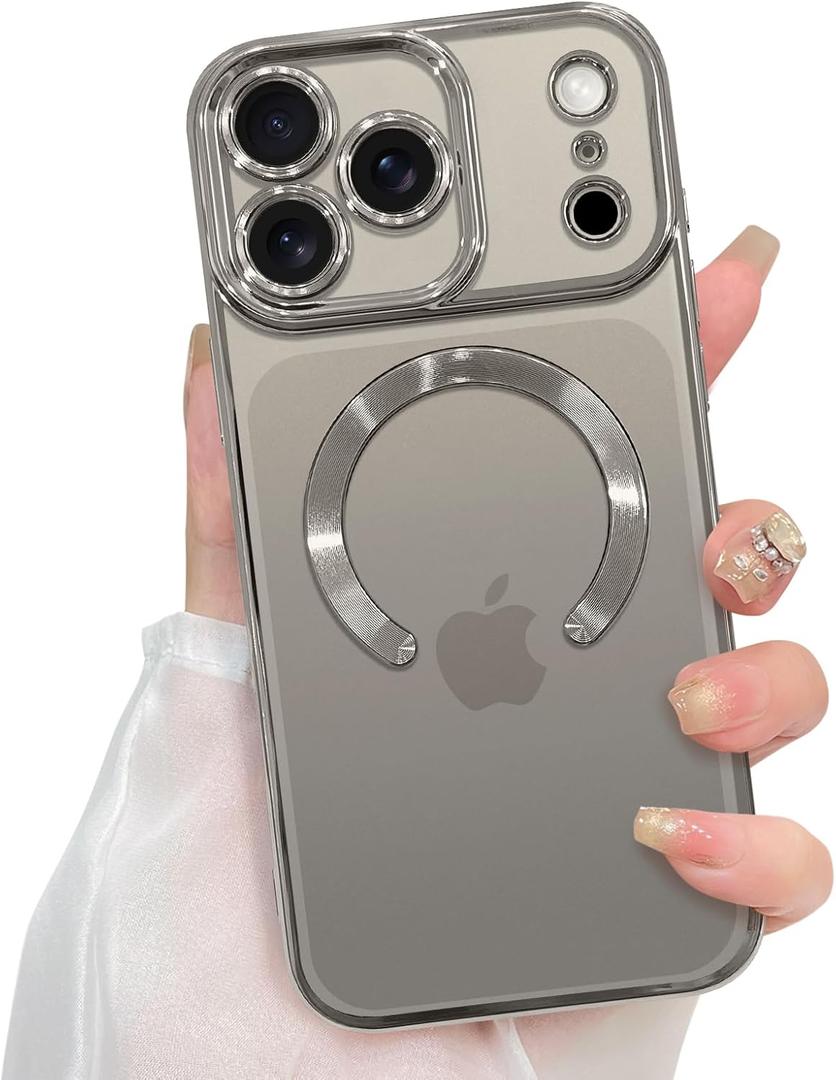 ZIYE Magnetic Case Made for iPhone 17 Pro, 6.3 Inch [Compatible with MagSafe] Soft TPU Slim Phone Cover Anti-Scratch Drop Protection Clear Phone Case for Women Men, Natural Titanium