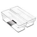 6 Pack BINO | Plastic Storage Bins, Small - Shallow | THE HANDLER COLLECTION | Multipurpose Organizer Bins | Kitchen Pantry Organizers and Storage | Clear Containers for Organizing Home | Freezer Organizer 