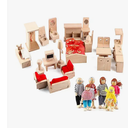 AVDAR Wooden Dollhouse Furniture and Accessories Set, 18 Pcs Miniature Doll House Furniture with Wood Dolls for Bedroom/Living Room/Dining Room Pretend Play Furniture Toys for Kids Boys Girls Age 3+