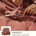 Bedsure Cotton Duvet Cover King - 100% Cotton Waffle Weave Burnt Orange Duvet Cover King Size, PureWoven Breathable Bedding Set for All Season, 3 Pieces, 104"x90"