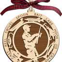 Fishing Man Wooden Ornament 2 Layer - Christmas Tree Hanging Decoration - Rustic Farmhouse Holiday Ornament - Double Layer Wood Ornament for Male Fishing Enthusiast Seasonal Decoration