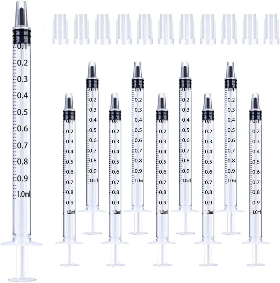 50Pcs 1ml Syringes with Caps Oral Dispenser Individually Sterile Warpped for Medicine Dropper, Colostrum Collect Feeding Pets, Measuring Liquids, Scientific Labs, Plant Watering