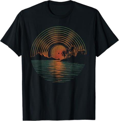 Summer Vinyl Shirt Sunset Vinyl LP Record Music of Summer TShirt Size M