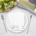 100 Pcs White and Silver Napkins - Silver Paper Napkins Disposable - Premium Quality Silver Dinner Napkins for Bathroom Kitchen Wedding Birthday Anniversary Party