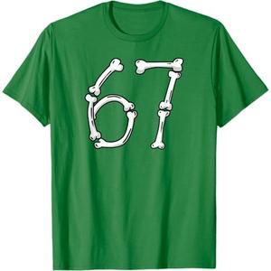 Halloween Number 6 and 7 Bones Skeleton Costume T-Shirt, L, Kelly Green