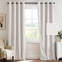 H.VERSAILTEX 100% Blackout Curtains for Bedroom 84 Inches Long Grommet Linen Face Full Light Blocking Curtain Drapes for Living Room Thermal Insulated Linen Look Curtains 2 Panels Set, Ivory