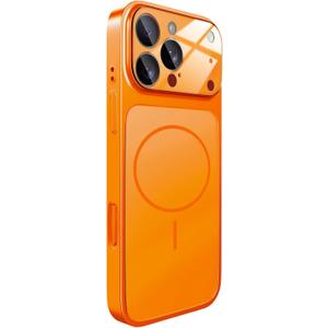 Magnetic Series for iPhone 16 Pro Max Case,Compatible with Magsafe,Matte Glass Slim Anti-Fingerprint,Anti-Scratch Camera Lens Protector Military Grade Drop Shockproof Cover, Orange