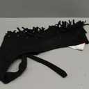 MakeMeChic Women's Fringe Rodeo Faux Suede Halter Tops Tie Backless Sleeveless Western Cowgirl Concert Outfits (Black, XL)