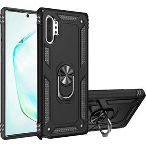 for Samsung Galaxy Note 10 Plus Case, forGalaxy Note 10+ Dual Layer Protective Heavy Duty Armor Rugged NOTE10 + [Military-Grade] ProtectiveMagnetic Kickstand Car Holder Phone Case Black