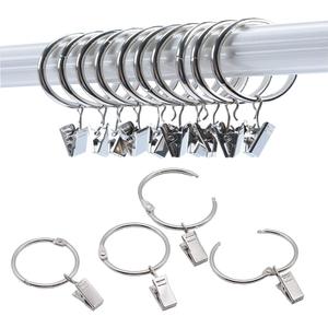 40 Pack Openable Curtain Rings with Clips Metal Hangers Ring, Drapery Clips Hooks, Decorative Curtain Rod Clips Hangers 1.5 Inch Interior Diameter Eyelets(Silver,1.5")