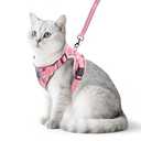 PUPTECK Cat Harness and Leash Set Escape Proof Reflective Cat Walking Harness Adjustable Soft Breathable Mesh Vest for Small Pets, Pink Flowers, Small