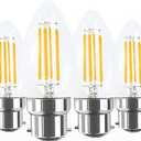 4W B22 Bayonet LED Filament Candle Light Bulb,2700K Warm White 400LM,C35 Shape Bullet Top,40W Incandescent Equivalent,Non-dimmable,4 Pack