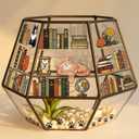 Glass Cat Book Planter Pot Light-Transmitting with Drainage Holes and Saucer - Plant Lover Gifts for Women, Men Gifts for Book Lovers Cat Planters for Indoor Plants Living Room Garden/Patio Decor