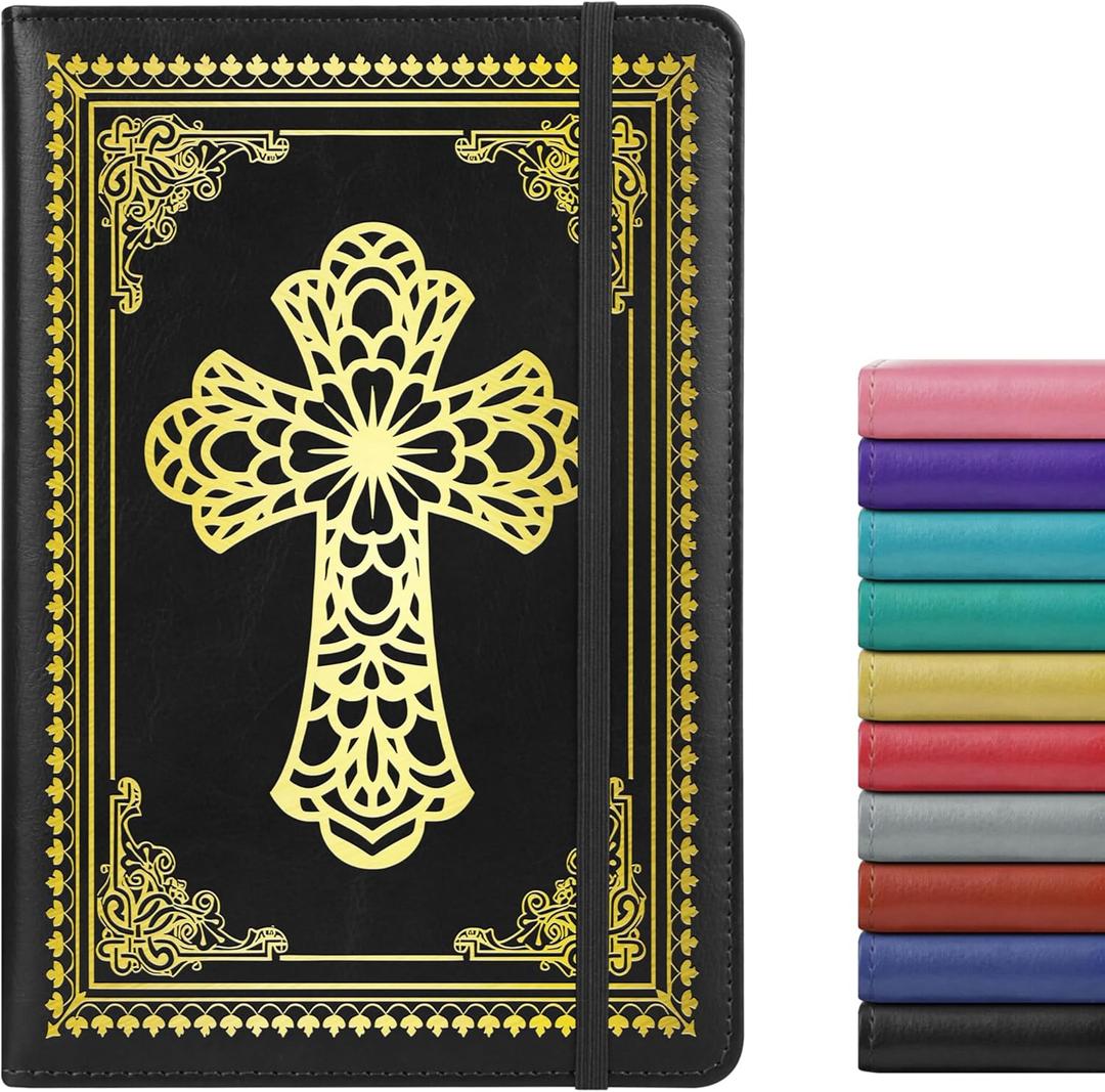 Christian Notebook Gifts for Women Men,Religious Bible Verse Notebook,Faith Prayer Journal for Women Christian Easter Gifts School Supplies (A5 Cross Black)