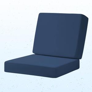 Outdoor Deep Seat Cushion Set, 24 x 24 Inch Waterproof and Fade Resistant Patio Furniture Cushion Backrest with Ties for Patio Couch Sofa and Balcony (Blue, 24x24Inch)