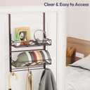 SWTYMIKI Over Door Hat Organizer - 3 Tier Wall Mounted Hat Rack with 2 Adjustable Metal Basket and 3 Hooks, Hanging Baseball Cap Organizer Storage Holds up to 29 Caps for Door, Bedroom, Closet