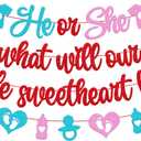 He or She What Will Our Little Sweetheart Be Banner Happy Valentines Day Gender Reveal Boy or Girl He or She Heart Love Romantic celebration Decorations Baby Shower Party Supplies