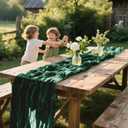 6 Pack Emerald Green Cheesecloth Table Runner 35 x 120 inch Boho Rustic Gauze Table Runner 10 FT Long, Semi Sheer Cheese Cloth Runner for Wedding Party Banquet Baby Shower Birthday Decoration, 6 Pcs - 10Ft
