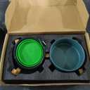 Petygooing Dog Bowls,Green Ceramic Cat Dog Bowl Set with Stand for Food and Water Feeder,Non-Slip Cute Modern Pet Dishes for Cats Small Size Dogs Puppy (13.5OZ/5.1 in)