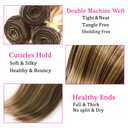 P4/613 Highlight Blonde Bundles Human Hair Straight Bundles 24 26 28 Inch Unprocessed Brazilian Virgin Hair Weave 3 Bundle Brown Human Hair Extensions 50 Grams Per Bundle
