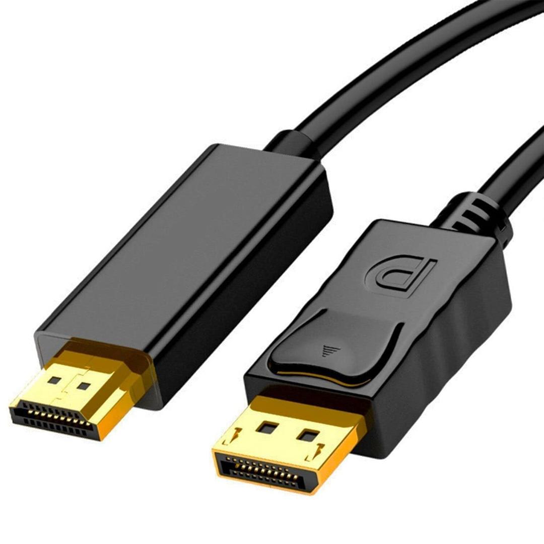 DisplayPort (DP) to HDMI Cable, 1080p@60Hz Uni-Directional UHD DP to HDMI Audio & Video Display Cable for Projector, Laptop, TV, Monitor, MacBook 6 Feet - Black