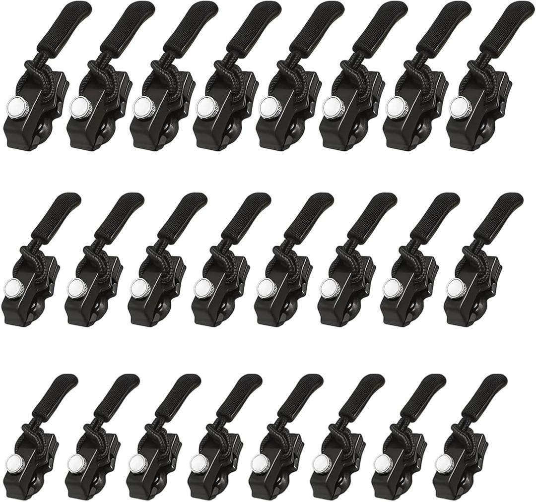 Zipper Repair Kit, 24 Pack Universal Zipper Replacement with 3 Sizes (S, M, L), Fixer for Jackets, Backpacks, Luggage, Easy to Install Sliders