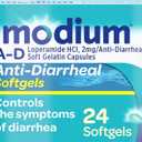 Imodium A-D Fast-Acting Anti-Diarrheal Softgels, Loperamide HCl 2 mg, Travel Essential Diarrhea Relief Medicine for Adults, 24 Count, Anti Diarrhea Pills, Ages 12+, Easy to Swallow