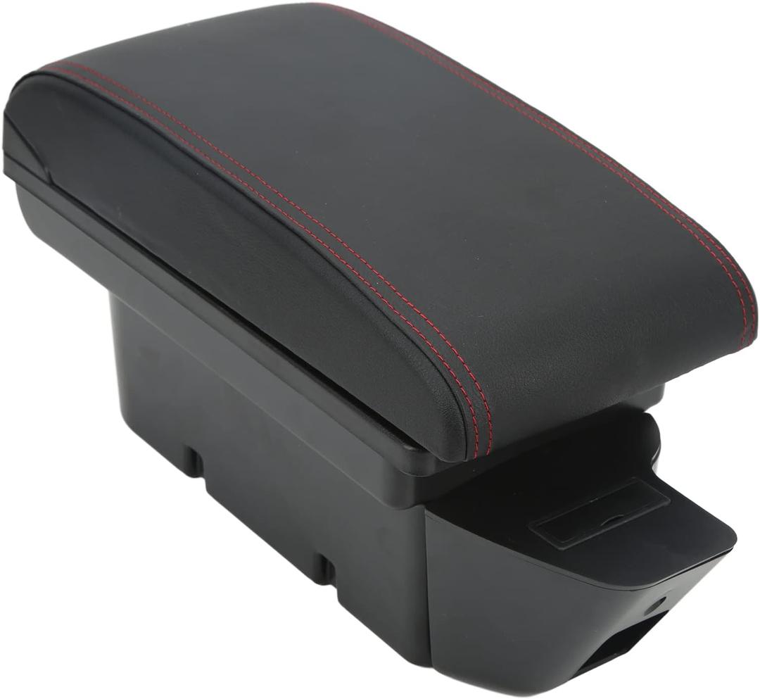 Qqmora Large Capacity USB Port Car Armrest Storage Box for 2012-2020 FR S FRS GT86, Center Console Organizer with Black Red Line to Relieve Arm Fatigue