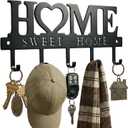 Metal Key Holder Hooks Organizer Rack 5.9x13 inches Wall Mounted Decor for Entryway Front Door Kitchen Hallway Garage Mudroom Office with Screws and Anchors