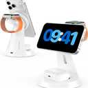 Wireless Charger 3 in 1 Charging Station for iPhone: Magnetic Docking Station for iPhone 17/16/15/14/13/12 - Multi Charging Dock for Apple Watch & Airpods 4 3 2 Pro (Adapter Included) (White)