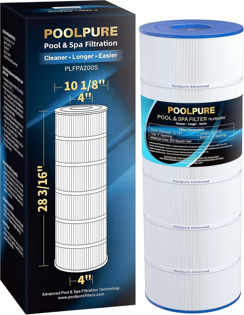 POOLPURE PLFPA200S Filter Replaces PA200S, Hayward CX200XRE, Hayward SwimClear C200S, Ultral-D5, 200 sq.ft Filter Cartridge 1 Pack