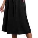 Flowy Skirt Midi Length Elastic High Waist A-Line Skirt with Pockets Boho for Women 2025 Trendy, L