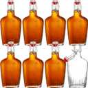 TOPZEA Set of 8 Swing Top Glass Flask, 8.5 Oz Clear Glass Hip Whiskey Flask Pocket Drinking Flasks with Airtight Stopper, Easy Cap Liquor Bottle for Spirits, Beer, 2nd Fermentation Brewing Bottle