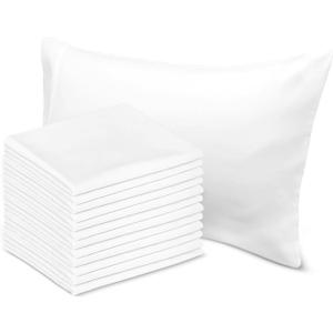 Avalon Bedding Pillow Cases Standard Size White Pillow Cases Set of 12 Cotton Blend 200 TC Soft & Breathable Perfect for Home & Hospital, Hotel Quality Queen Pillow Protectors 30x20 Inches