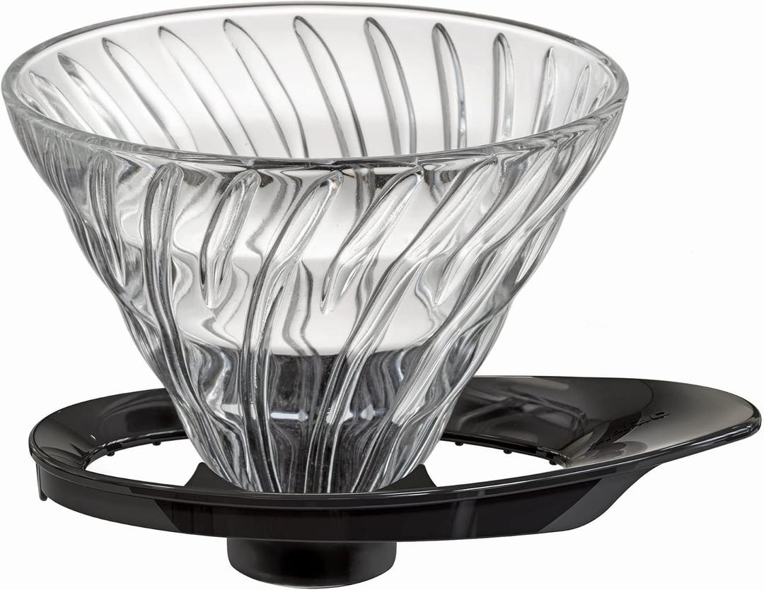 HARIO VDGR-02-B V60 Heat-resistant Glass Transmission Dripper 02, For 1-4 Cups, Black, Made in Japan HARIO VDGR-02-B V60 Heat-resistant Glass Transmission Dripper 02, For 1-4 Cups, Black, Made in Japan
