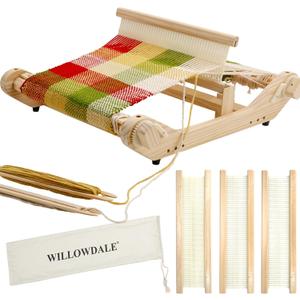 WILLOWDALE 16 Inches Rigid Heddle Loom, Weaving Loom Kit with Shed Stick, Wooden Multi-Craft Weaving Loom for Adults, Threads Warping Frame with Pegs and Yarn Stand, Frame Loom for Beginner