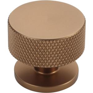 Alzassbg 15 Pack Dark Champagne Bronze Cabinet Knobs, 1.2 Inch Diameter Knurled Round Knobs for Cabinets and Drawers AL6023TGP