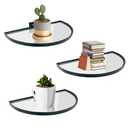 Cityelf Floating Shelves Wall Mounted Wall Decor Iron Glass Hanging Shelf Home Decor Set of 3 Display Ledge Shelves for Living Room Bedroom Office-Black