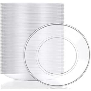 Mimorou Clear Plastic Dessert Plates 5.5 Inch Disposable Cake Plates Small Party Dishes Bulk Clear Round Dishes for Wedding Dinner Appetizers BBQ Travel Catering Events(200 Pcs)