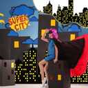 Geyee 59"x26" Hero Black City Skyline Backdrop Cardboard Skyscraper Decor, Large